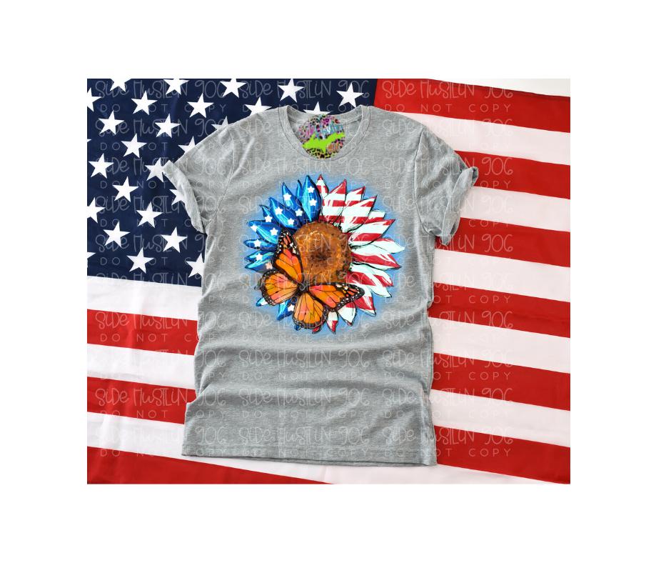 Patriotic Sunflower -Ready to Press Transfer