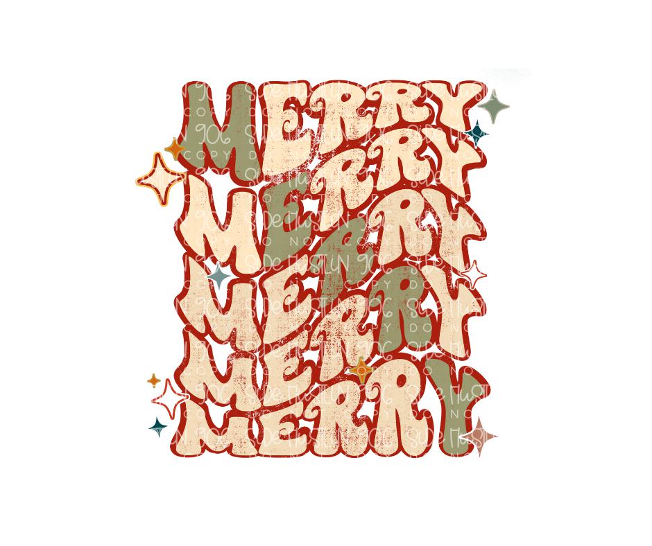 Merry Retro distressed-Ready to Press Transfer