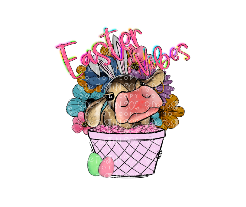 Easter Vibes cow-Ready to Press Transfer