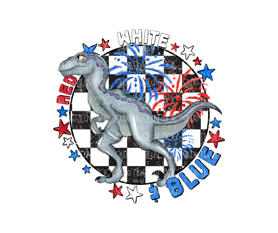 Red White and Blue dino-Ready to Press Transfer