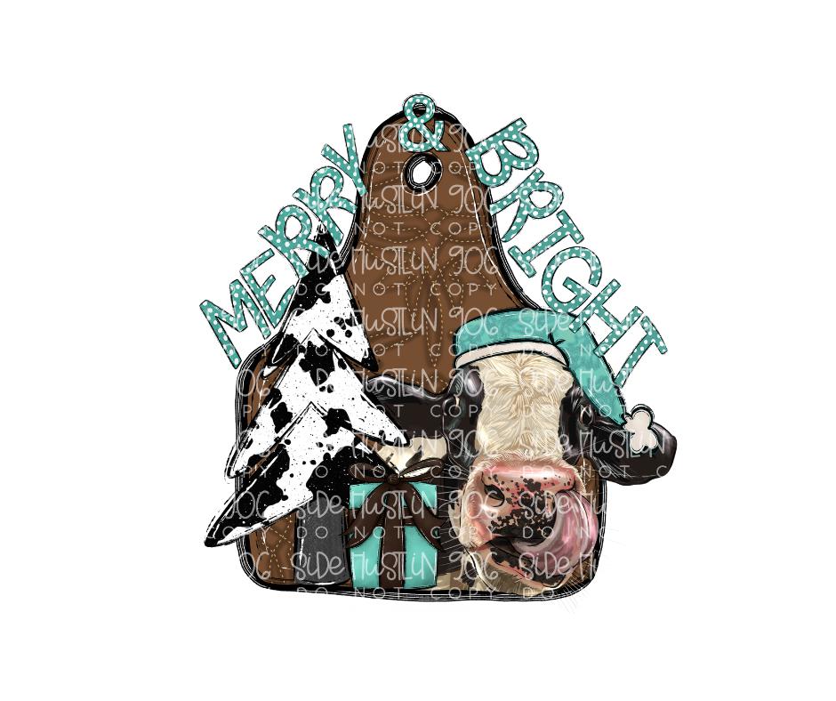 Merry & Bright cow-Ready to Press Transfer