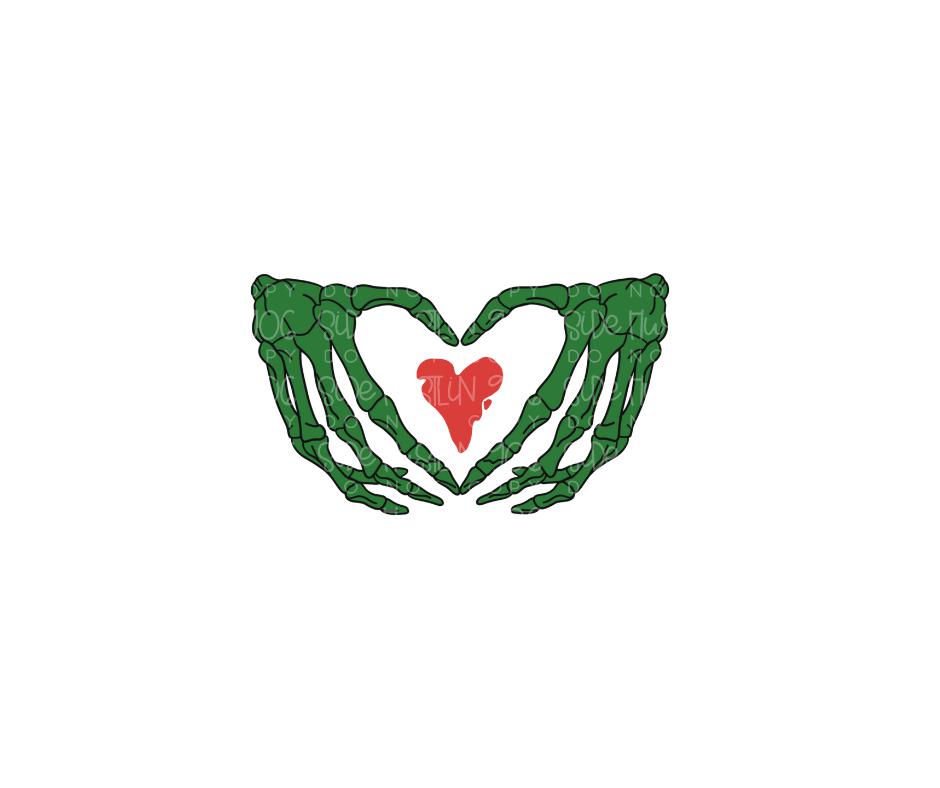 Skellie hands tiny heart-Ready to Press Transfer