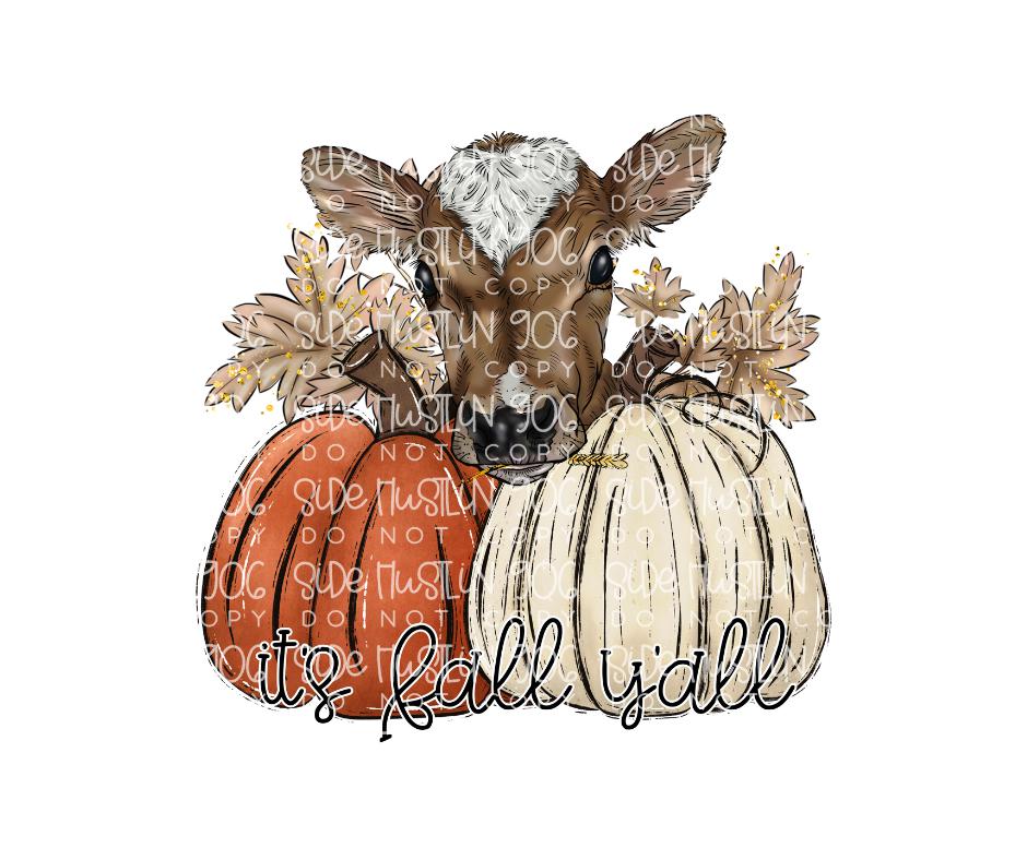 It's Fall Ya'll cow-Ready to Press Transfer