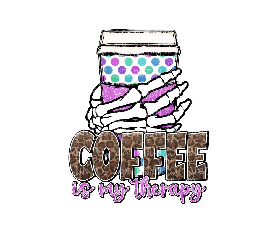 Coffee is My Therapy skellie-Ready to Press Transfer