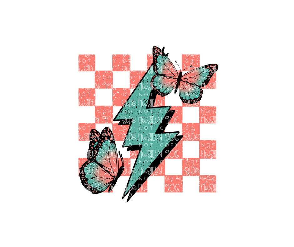 Butterfly lightening bolt-Ready to Press Transfer