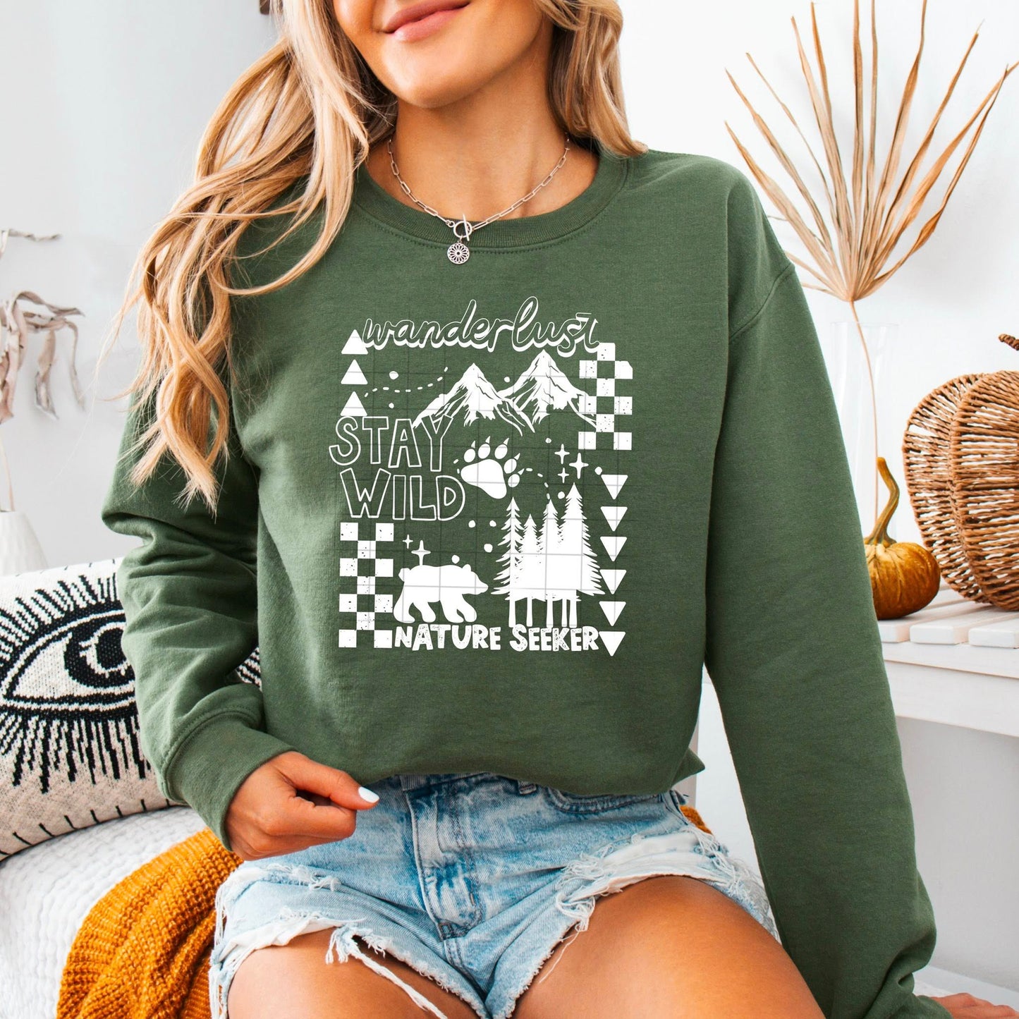 Outdoorsy Collage Single Color White-Ready to Press Transfer
