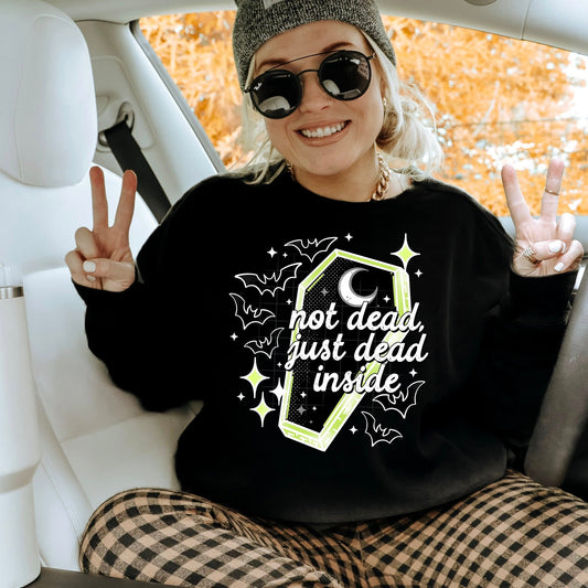 Not Dead Just Dead inside White Outline-Ready to Press Transfer