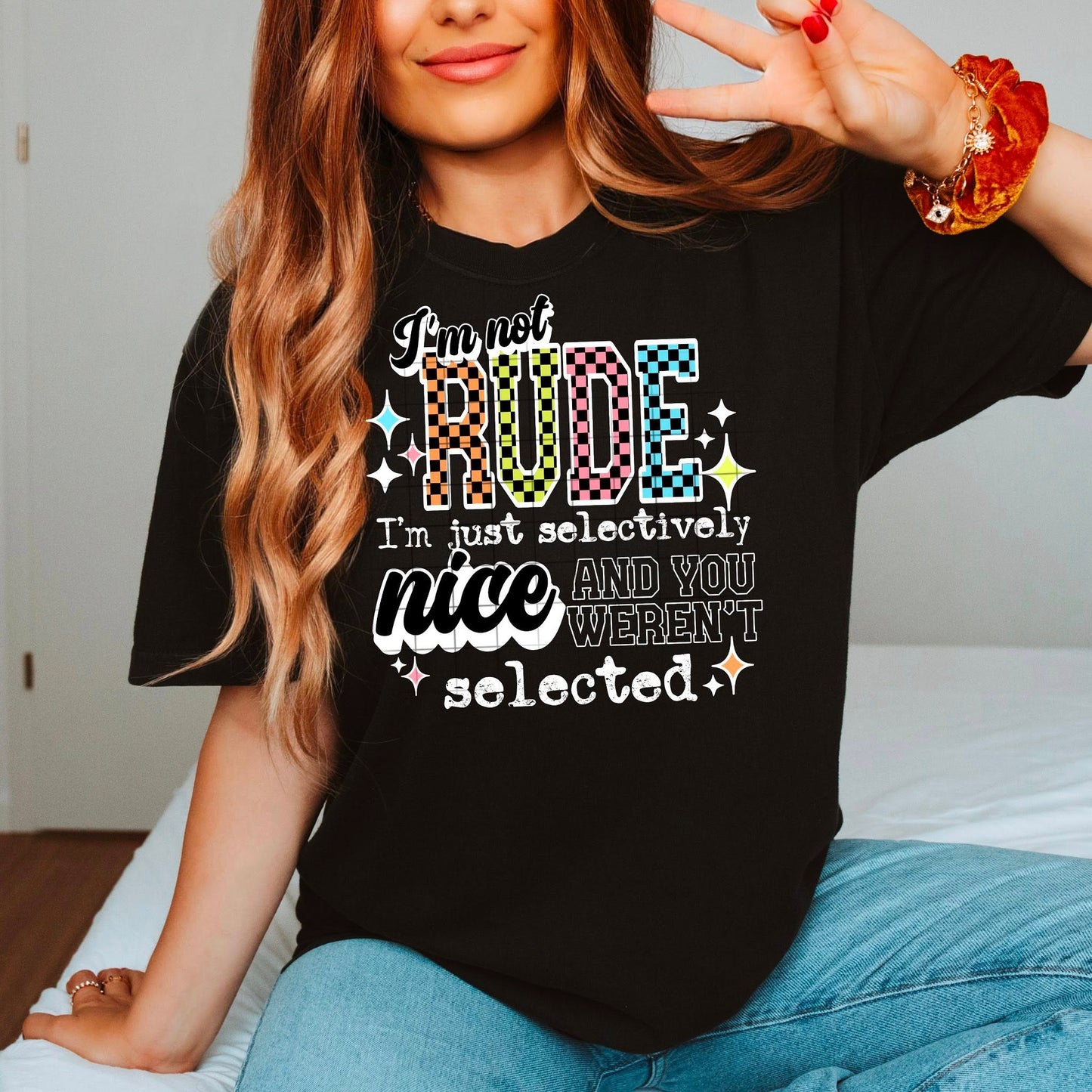 I'm Not Rude White Text-Ready to Press Transfer