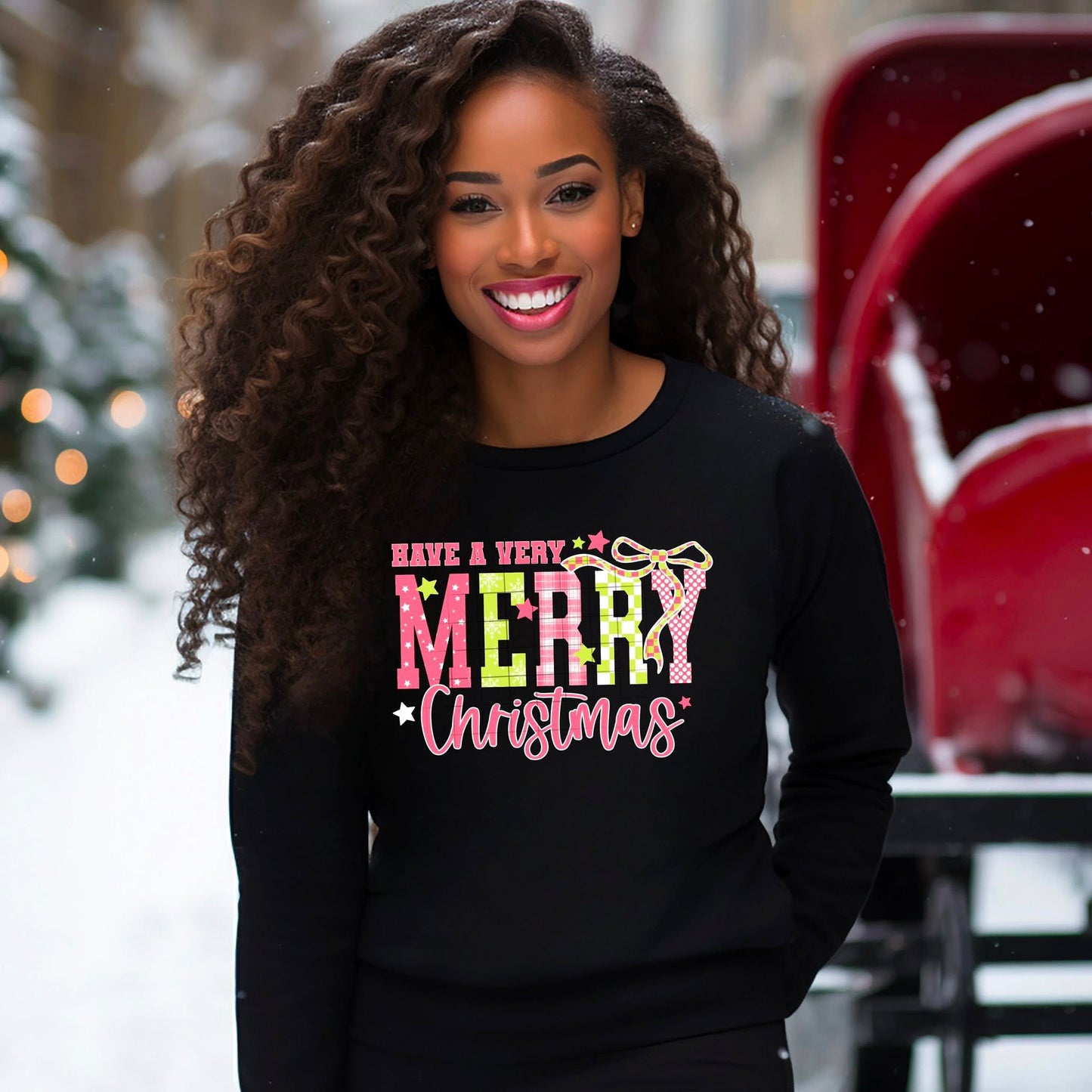 Very Merry Christmas Pink and Green-Ready to Press Transfer
