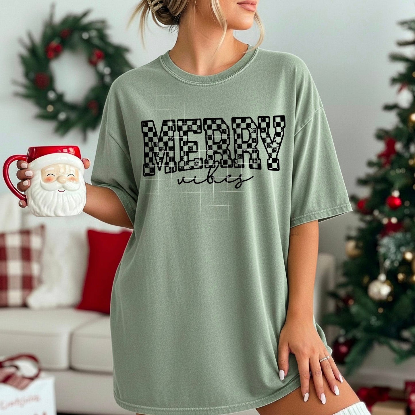 Merry Vibes Black Checker-Ready to Press Transfer