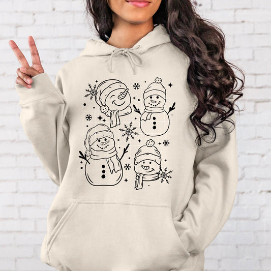 Single Color Snowmen Black-Ready to Press Transfer