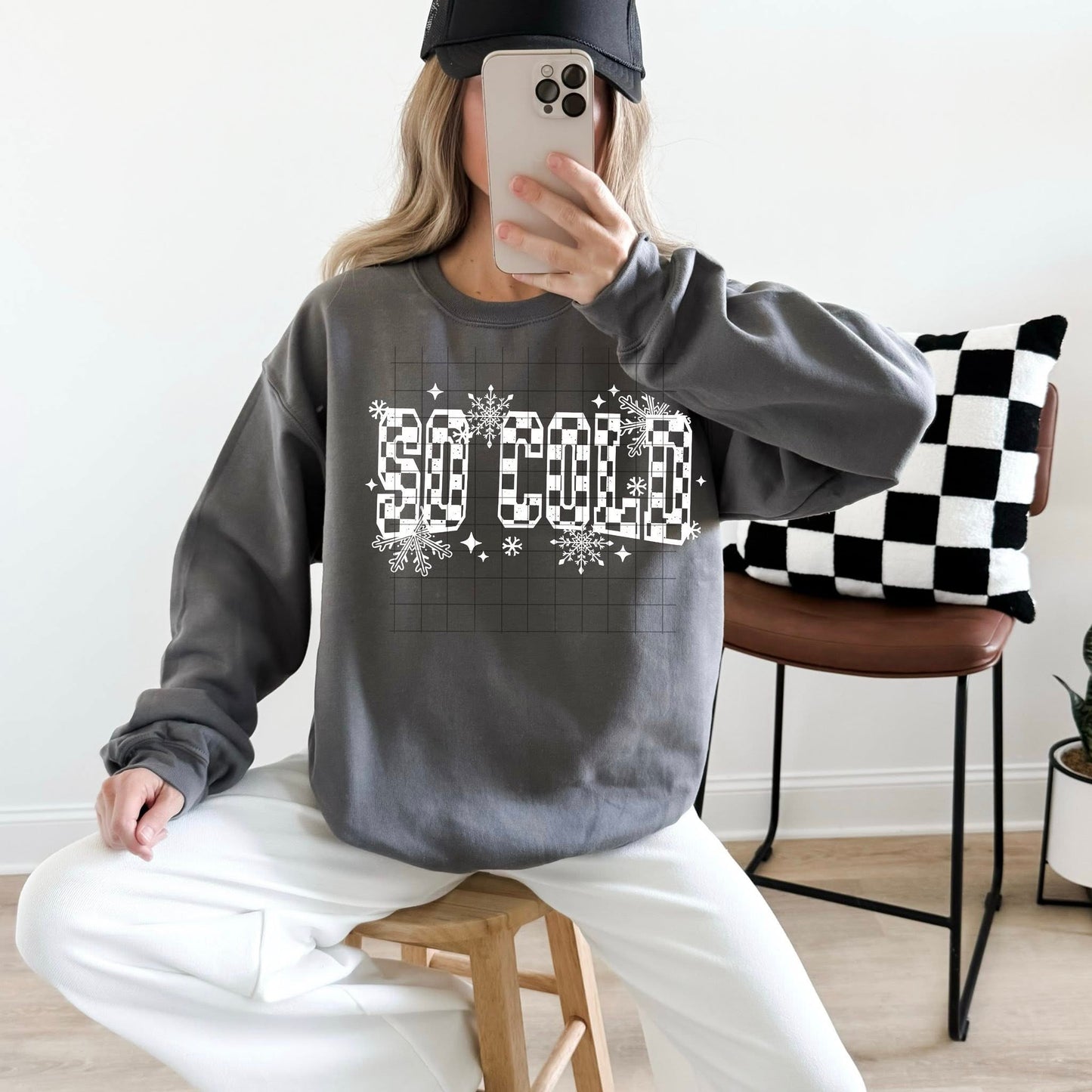 So Cold Checker Single Color White-Ready to Press Transfer