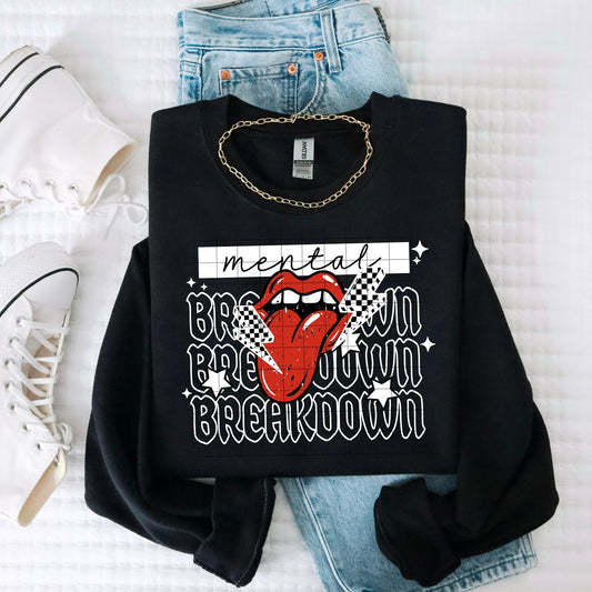 Mental Breakdown White Words-Ready to Press Transfer