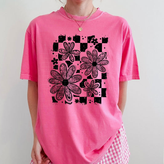 Distressed Lace Florals Single Color Black-Ready to Press Transfer