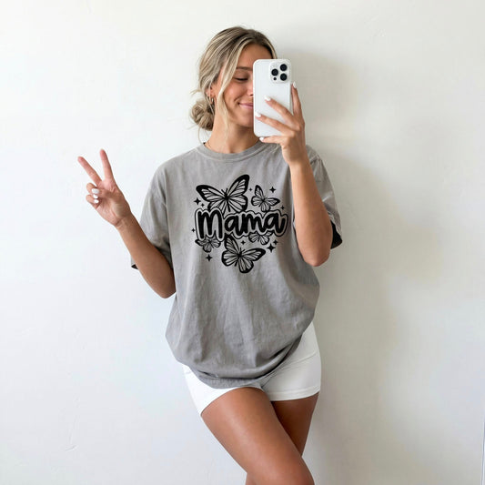 Mama Butterflies Black-Ready to Press Transfer