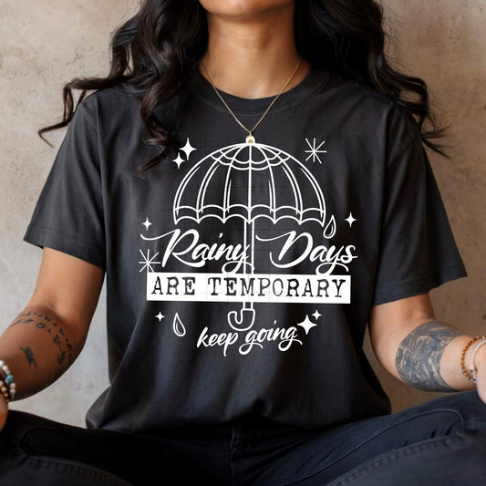 Rainy Days Single Color White-Ready to Press Transfer