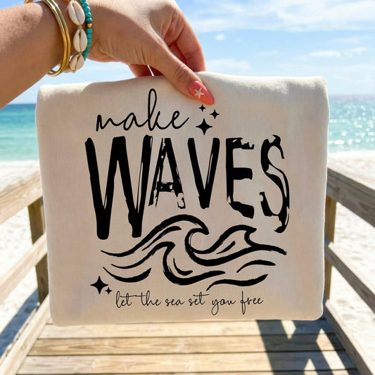 Make Waves Single Color black-Ready to Press Transfer
