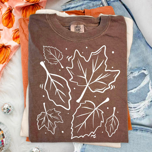 Leaves Single Color White-Ready to Press Transfer