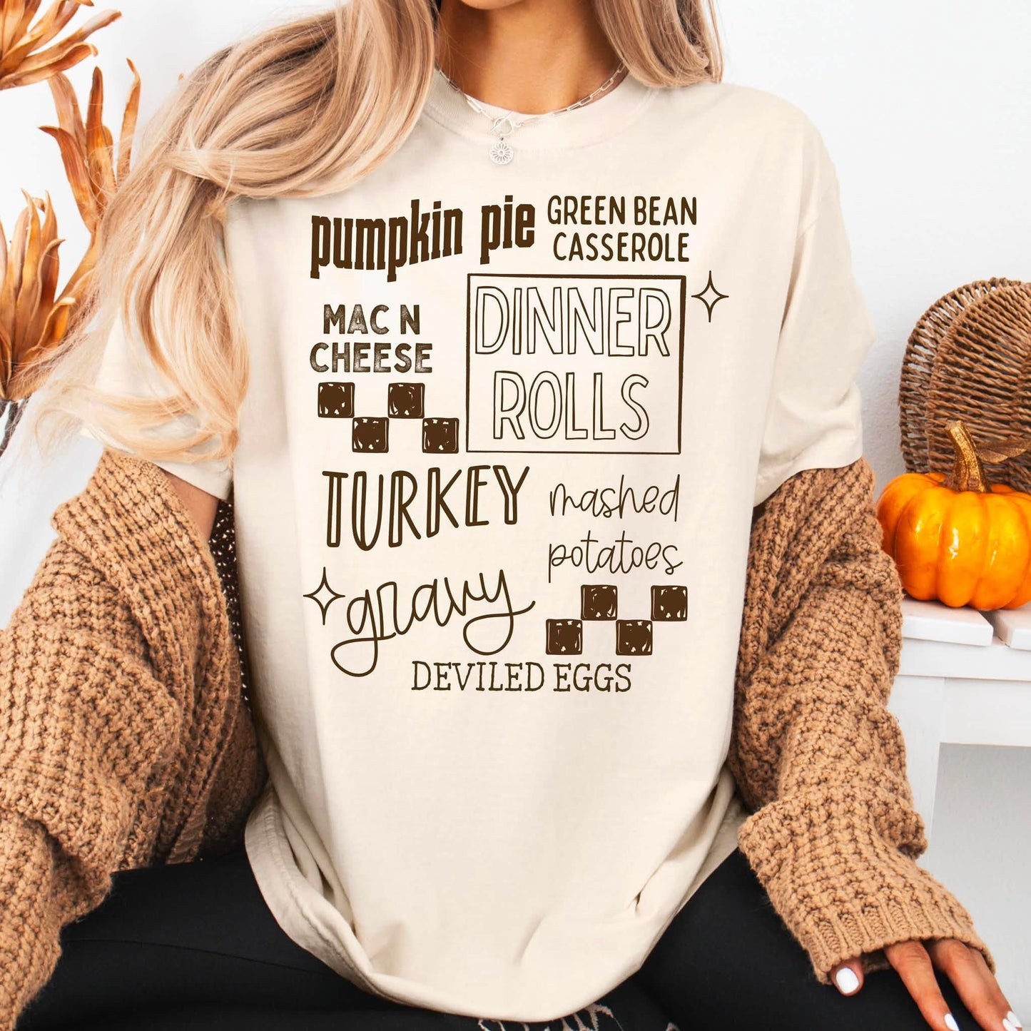 Thanksgiving Collage Single Color Brown-Ready to Press Transfer