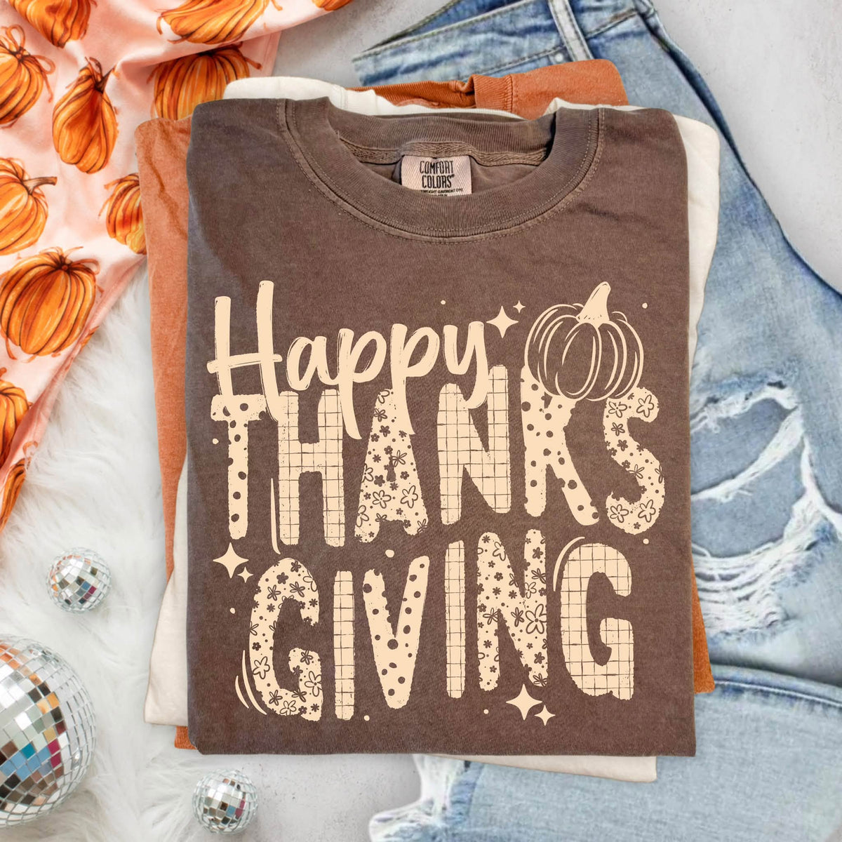 Happy Thanksgiving Cream-Ready to Press Transfer