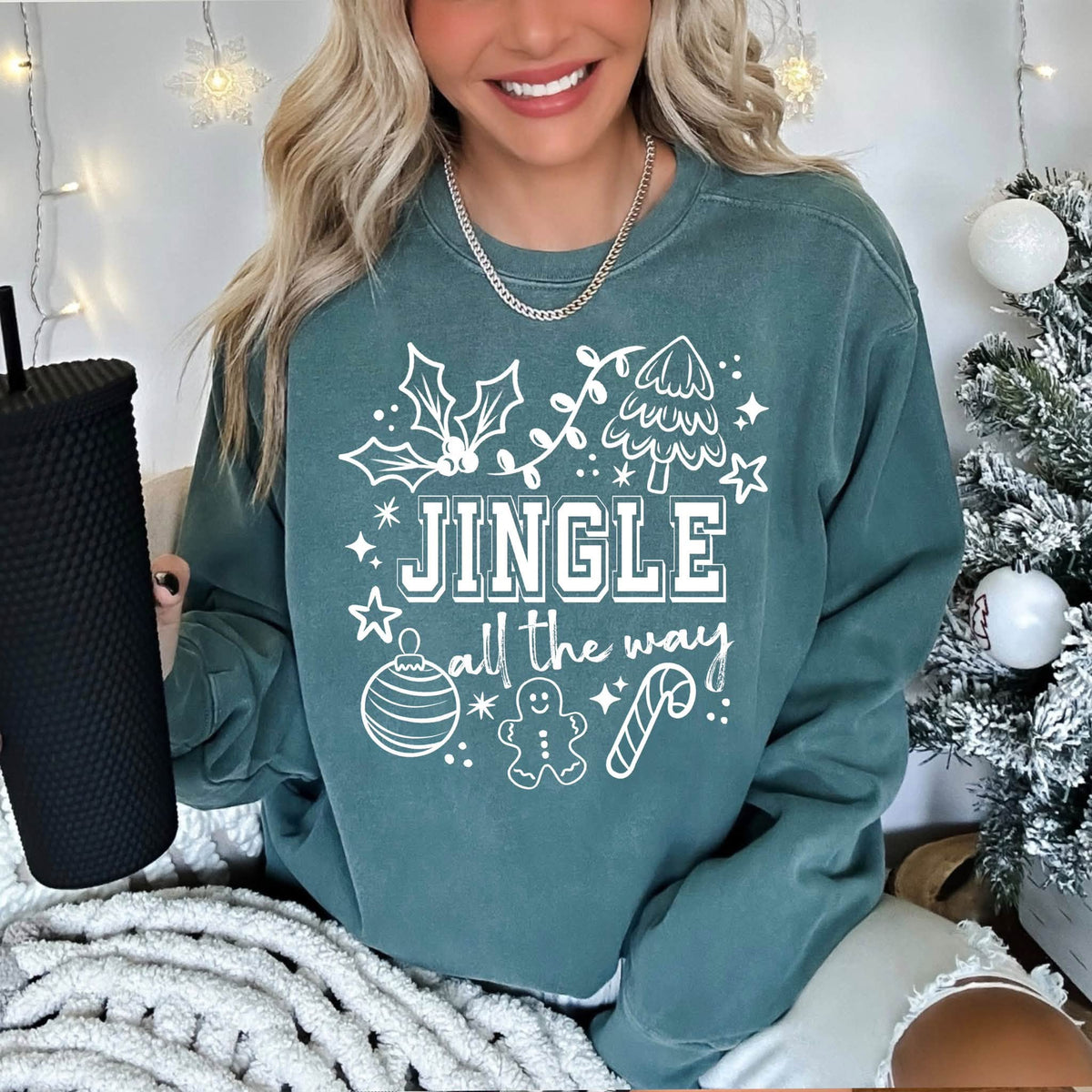 Jingle All the Way Single Color White-Ready to Press Transfer