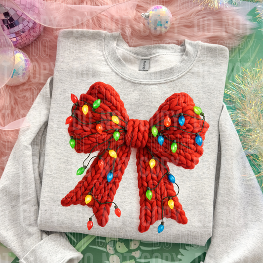 CHRISTMAS LIGHTS BOW RED-Ready to Press Transfer