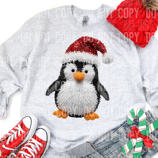 CHRISTMAS PENGUIN FAUX YARN-Ready to Press Transfer
