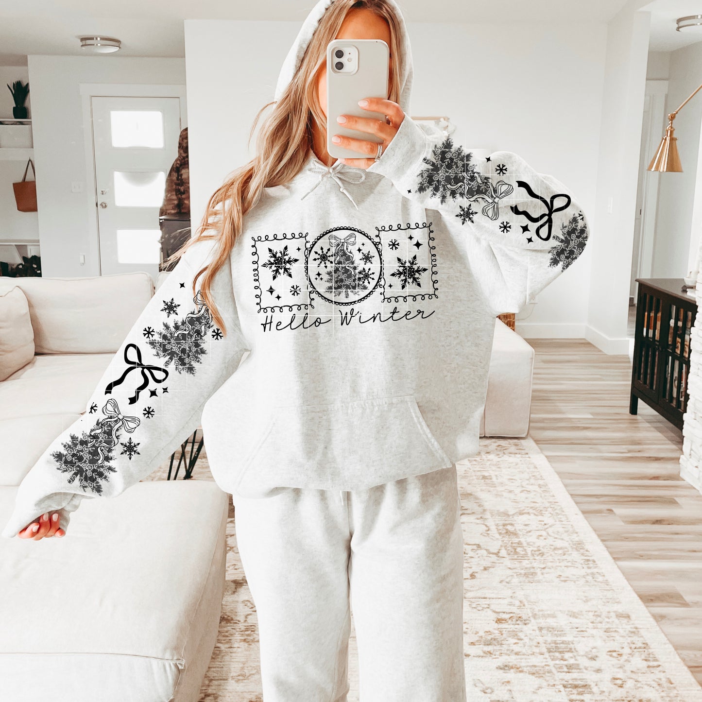 Hello Winter Single Color Black-Ready to Press Transfer