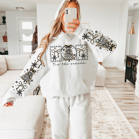 Tis the Season Checker Tree Black Words-Ready to Press Transfer