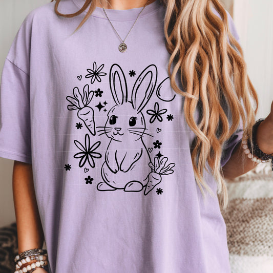 Bunny Single Color Black-Ready to Press Transfer