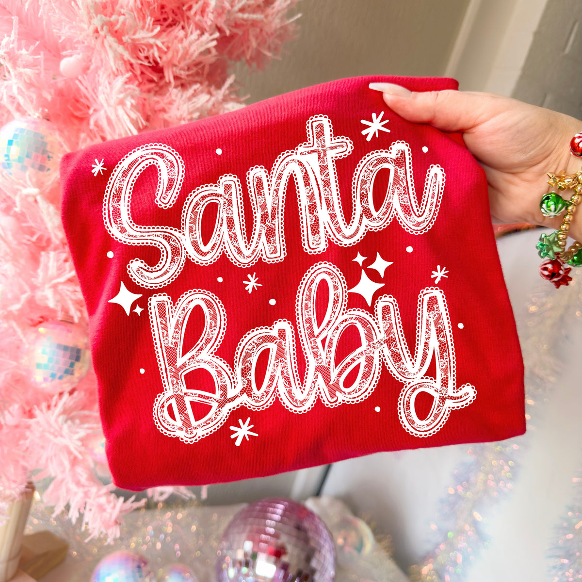 Santa Baby Lace White-Ready to Press Transfer