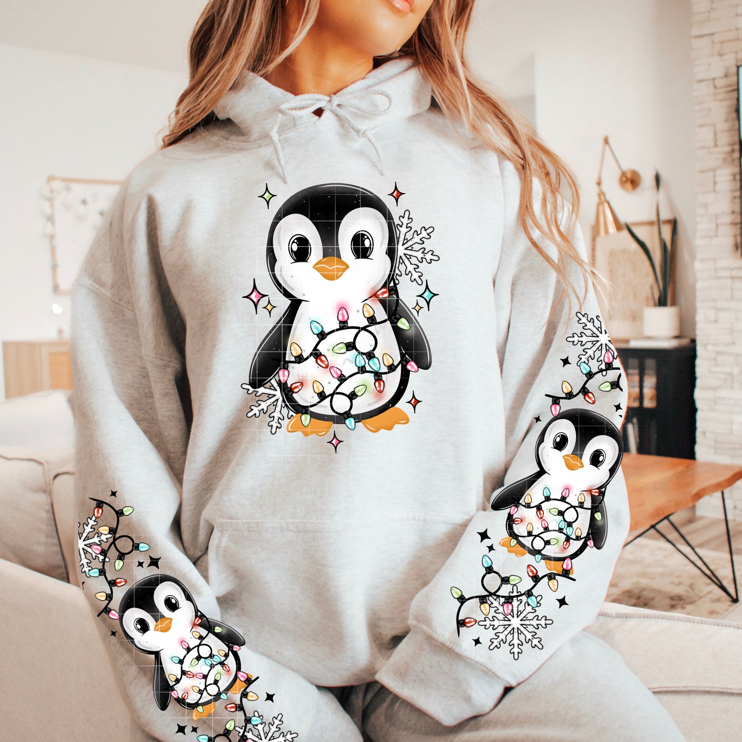 Penguins and Christmas Lights-Ready to Press Transfer