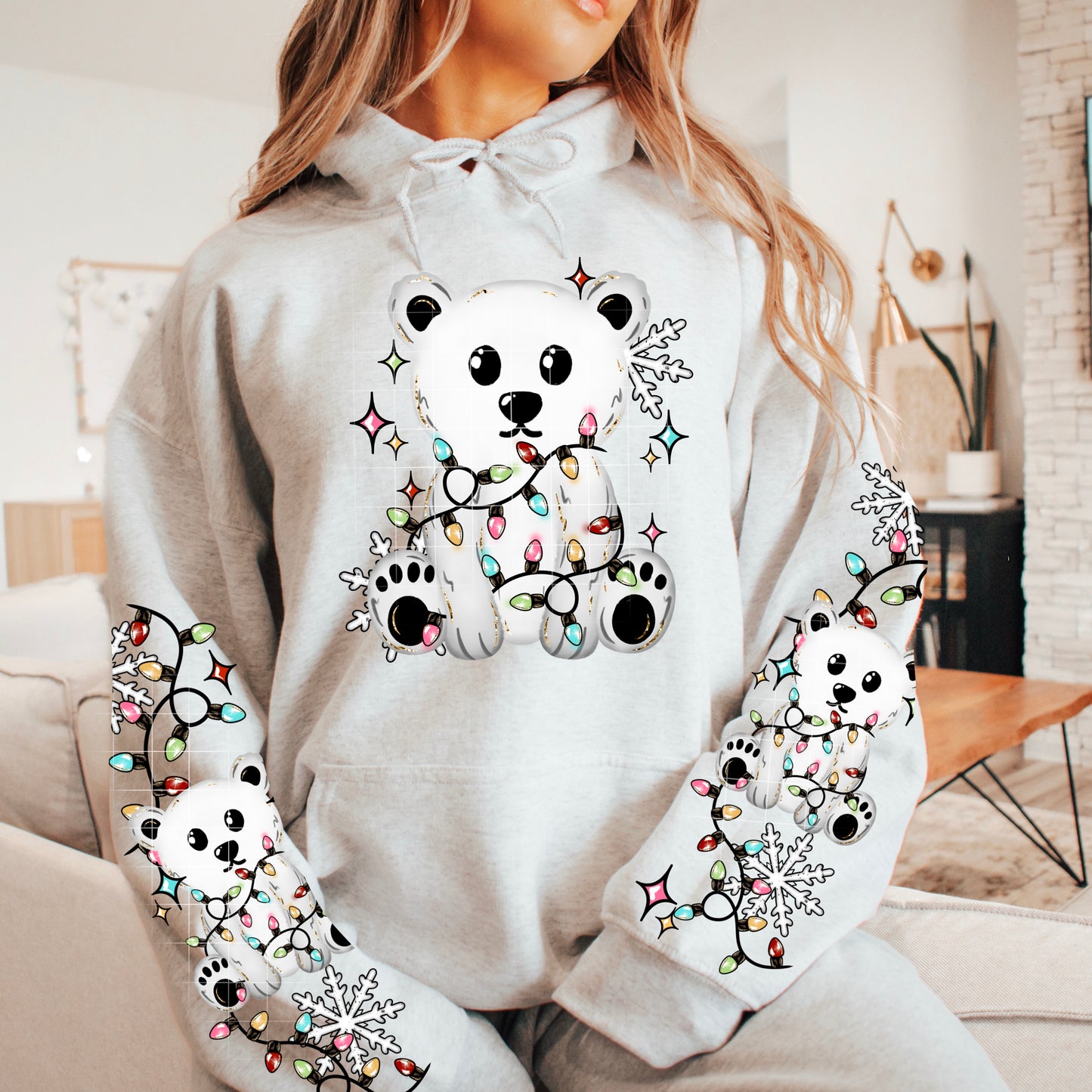 Polar Bear and Christmas Lights-Ready to Press Transfer