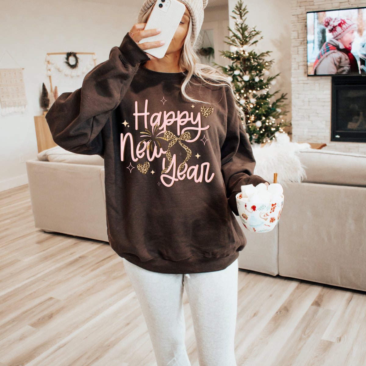 Happy New Year Pink Leopard-Ready to Press Transfer