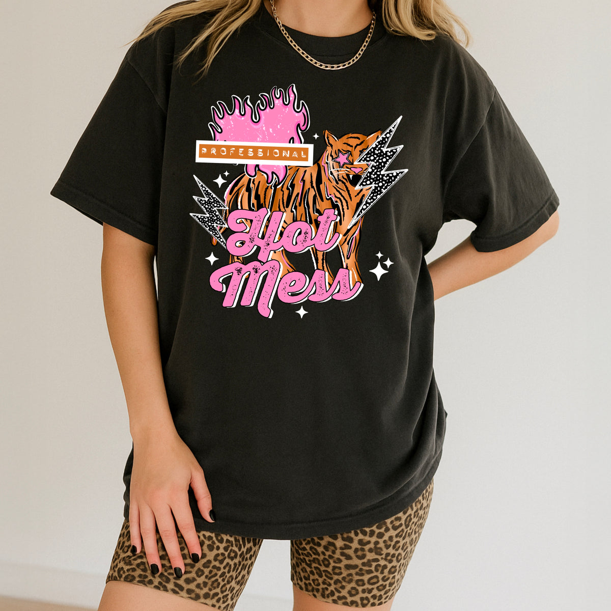 Hot Mess Tiger White-Ready to Press Transfer