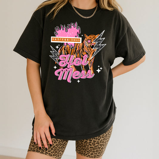 Hot Mess Tiger White-Ready to Press Transfer