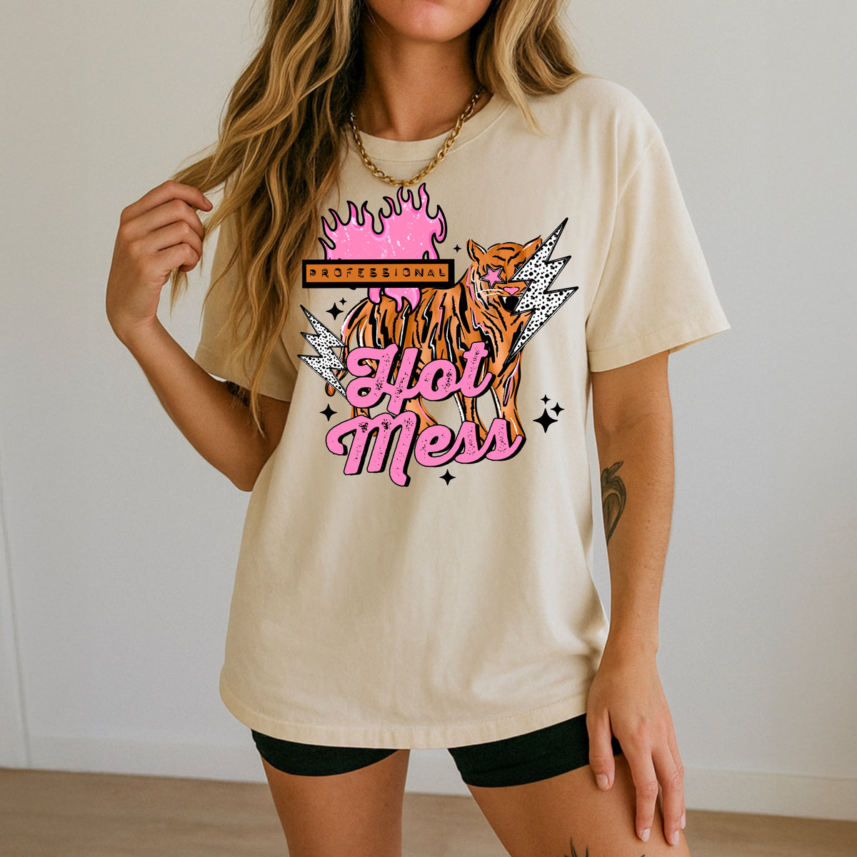 Hot Mess Tiger Black-Ready to Press Transfer