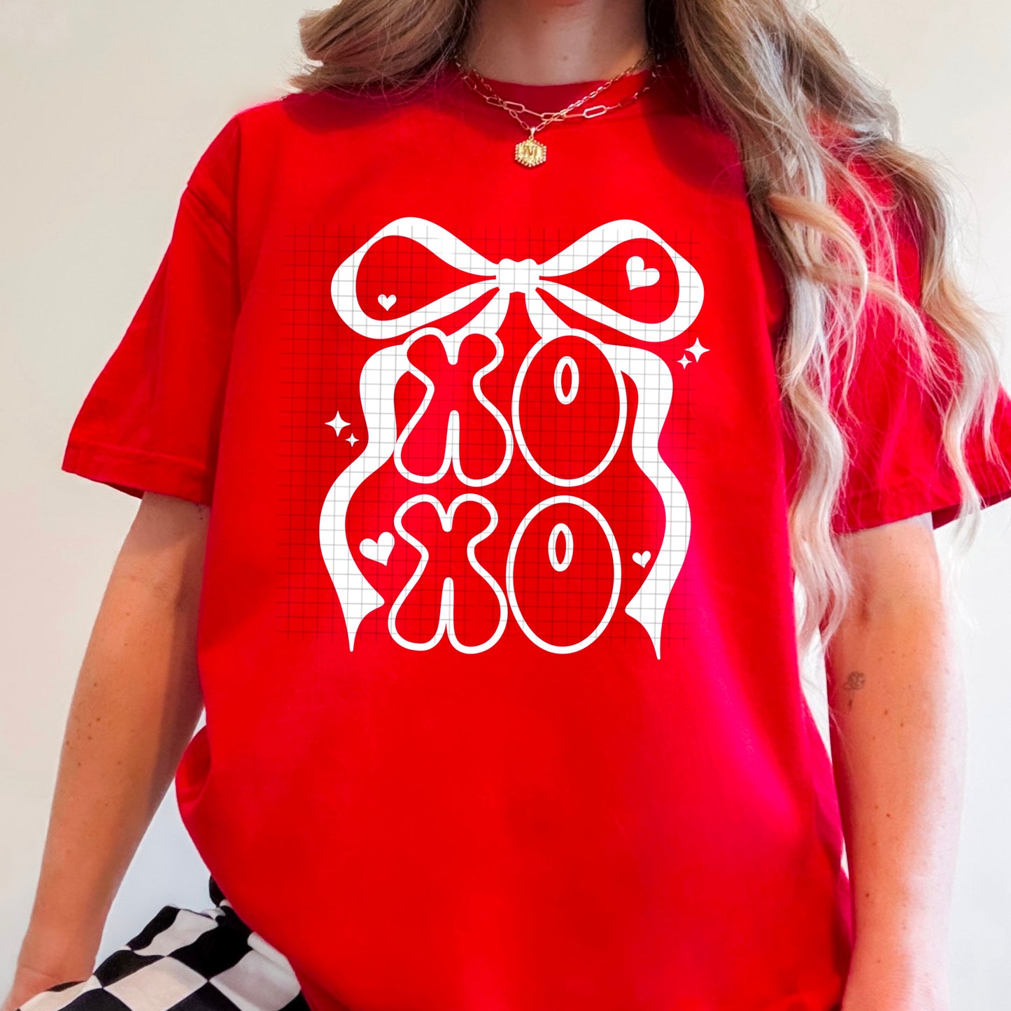 Xoxo single color Bow white-Ready to Press Transfer