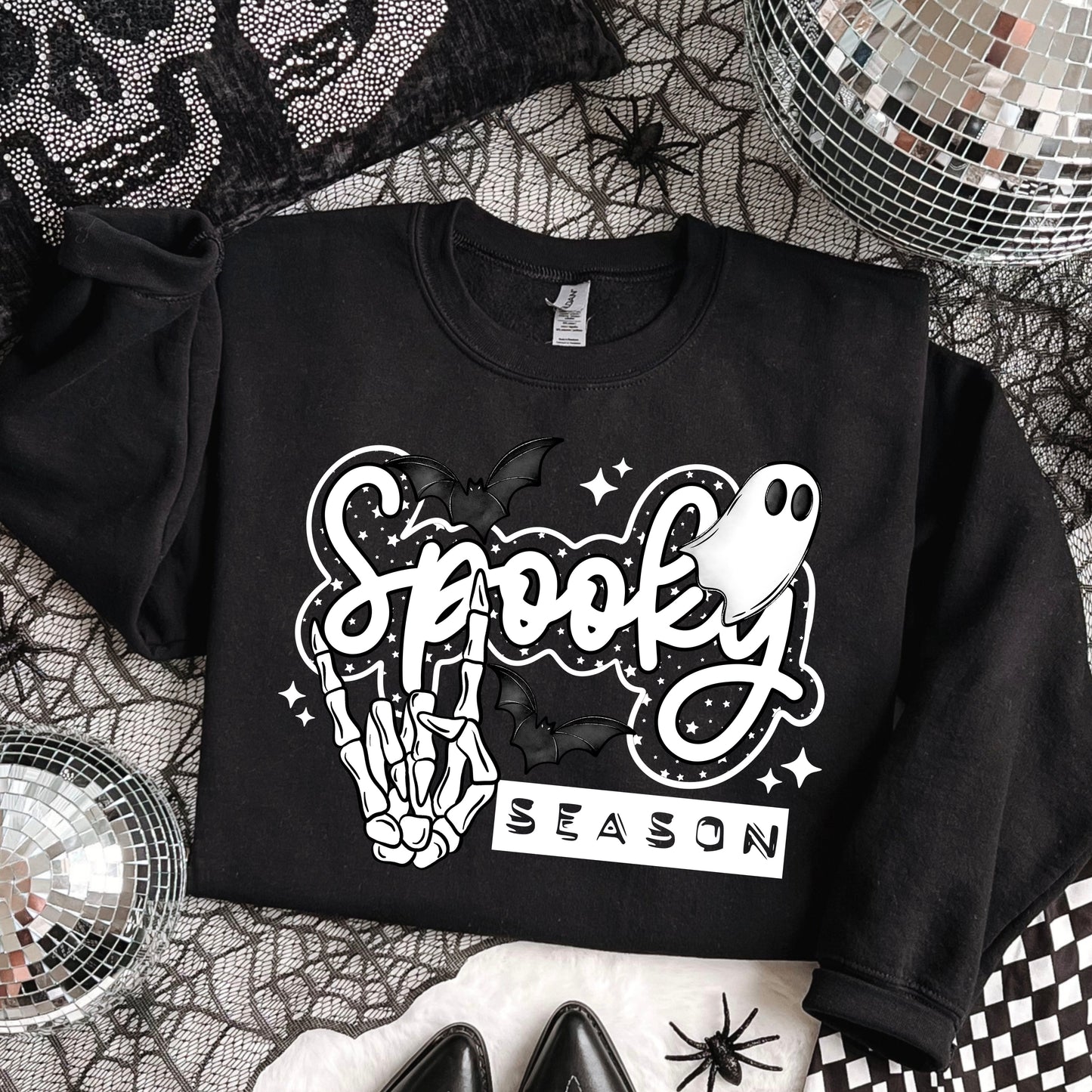 Spooky Season Skellie Hand white-Ready to Press Transfer