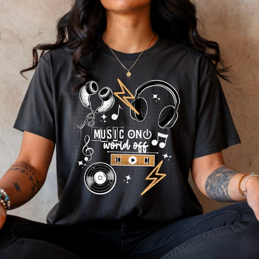 Music On World Off white words-Ready to Press Transfer