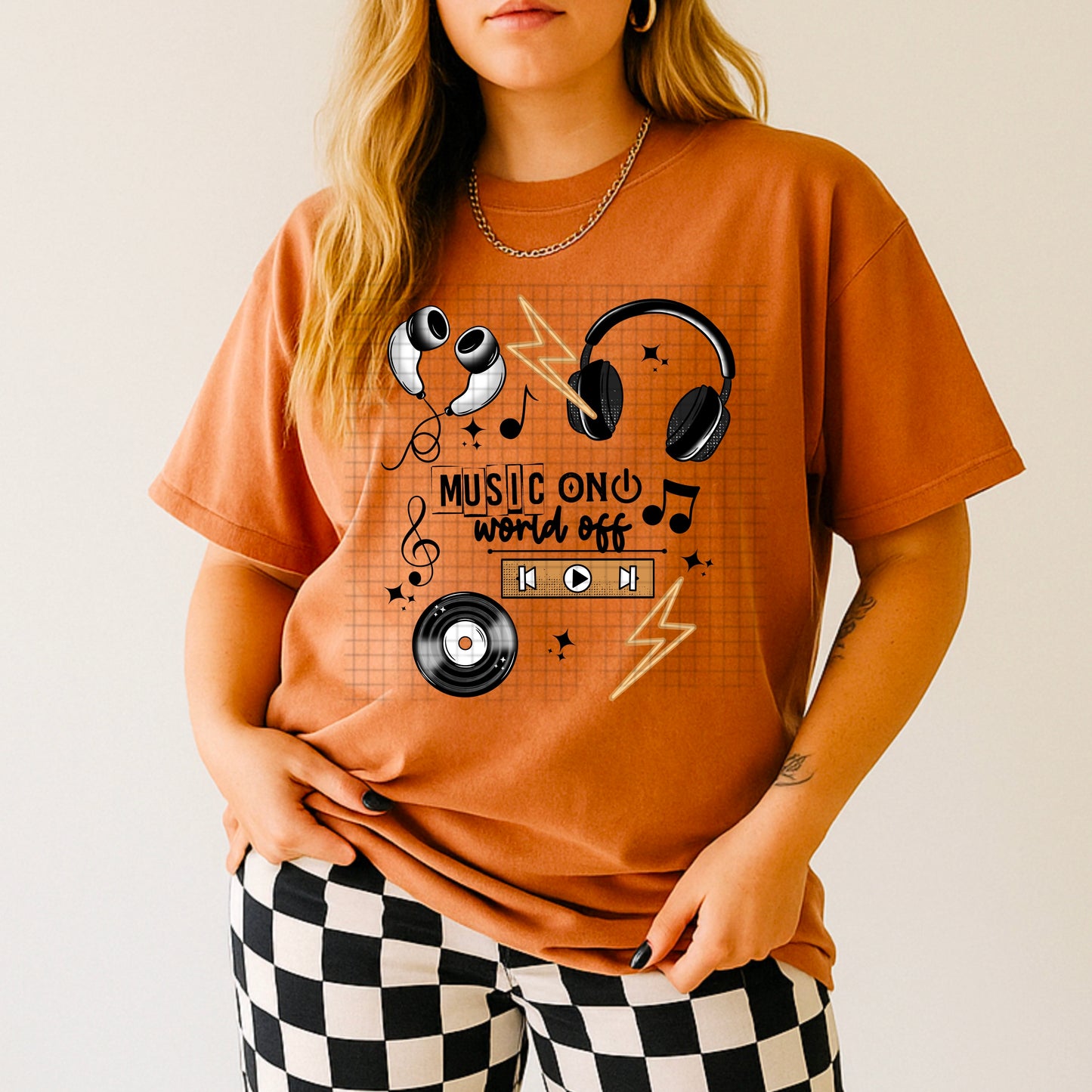 Music On World Off black words-Ready to Press Transfer