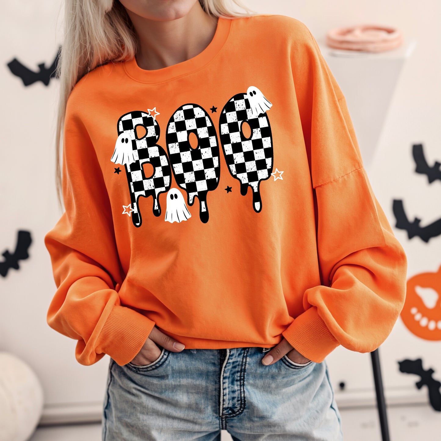 Boo Checker Drip-Ready to Press Transfer