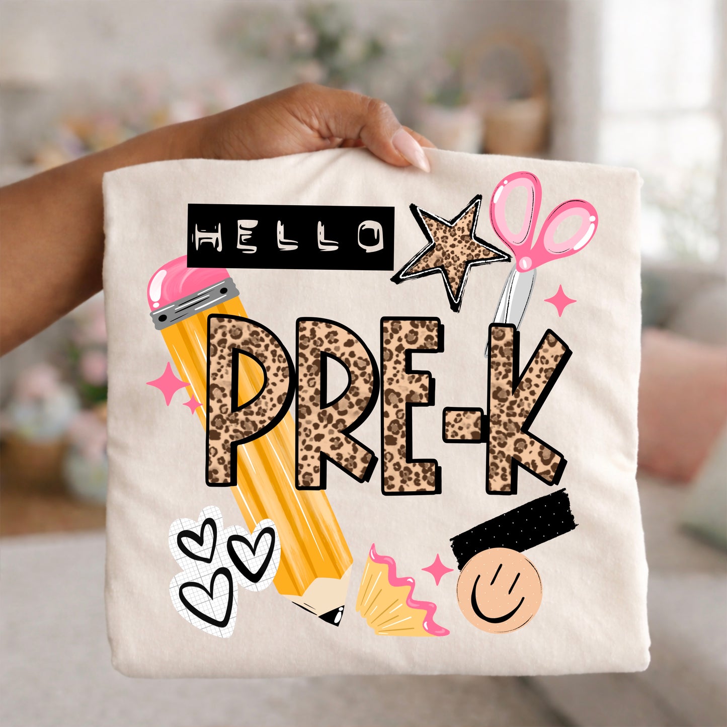 A Hello Pre K-Ready to Press Transfer
