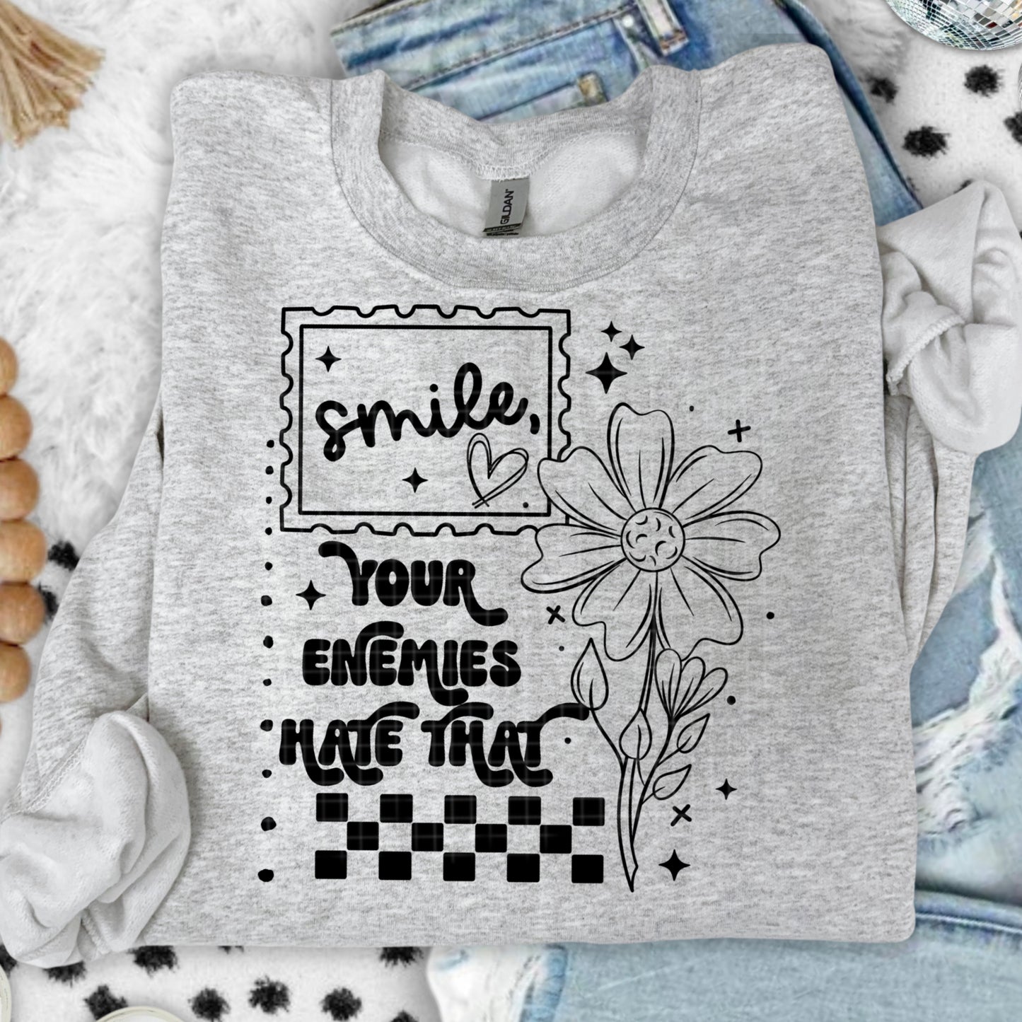 Smile Enemies single color black-Ready to Press Transfer