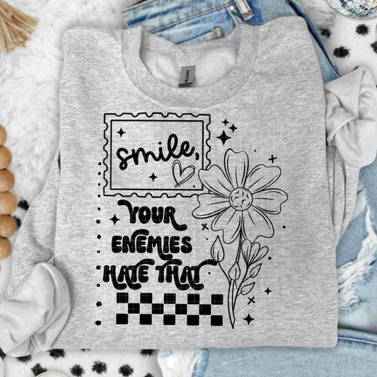 Smile Enemies single color black-Ready to Press Transfer