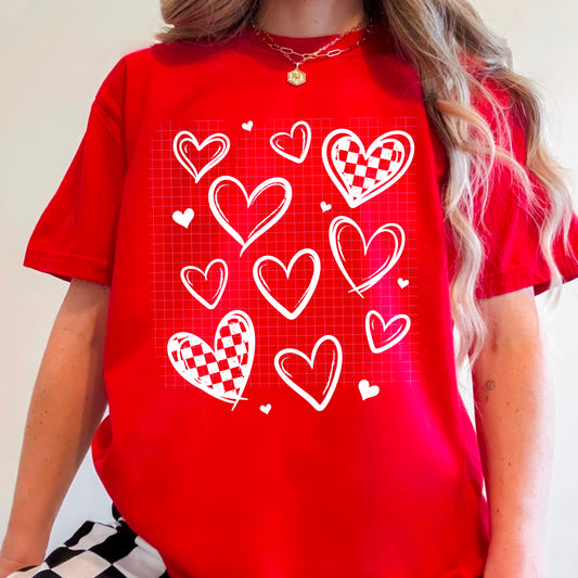 Single Color Hearts White-Ready to Press Transfer