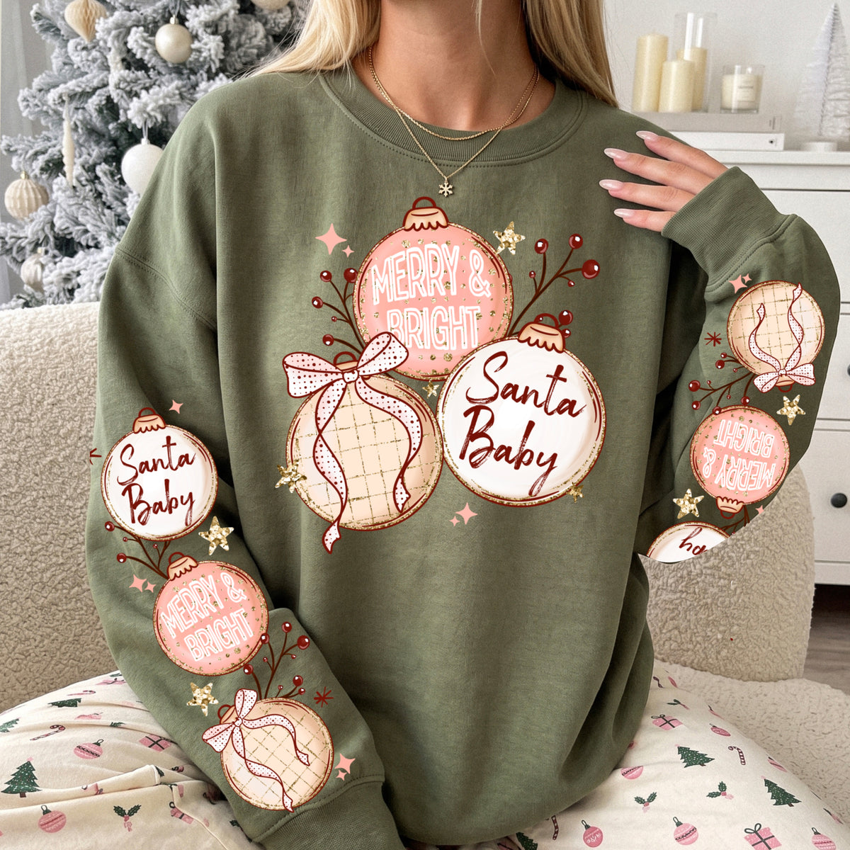Merry Bright Ornaments-Ready to Press Transfer