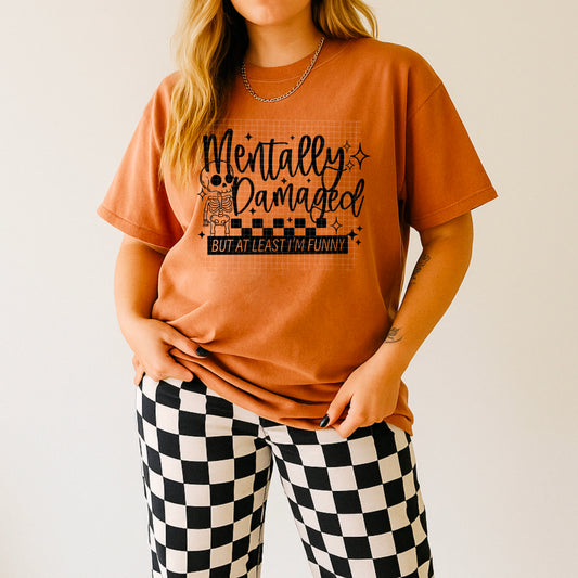 Mentally Damaged Single Color Black-Ready to Press Transfer