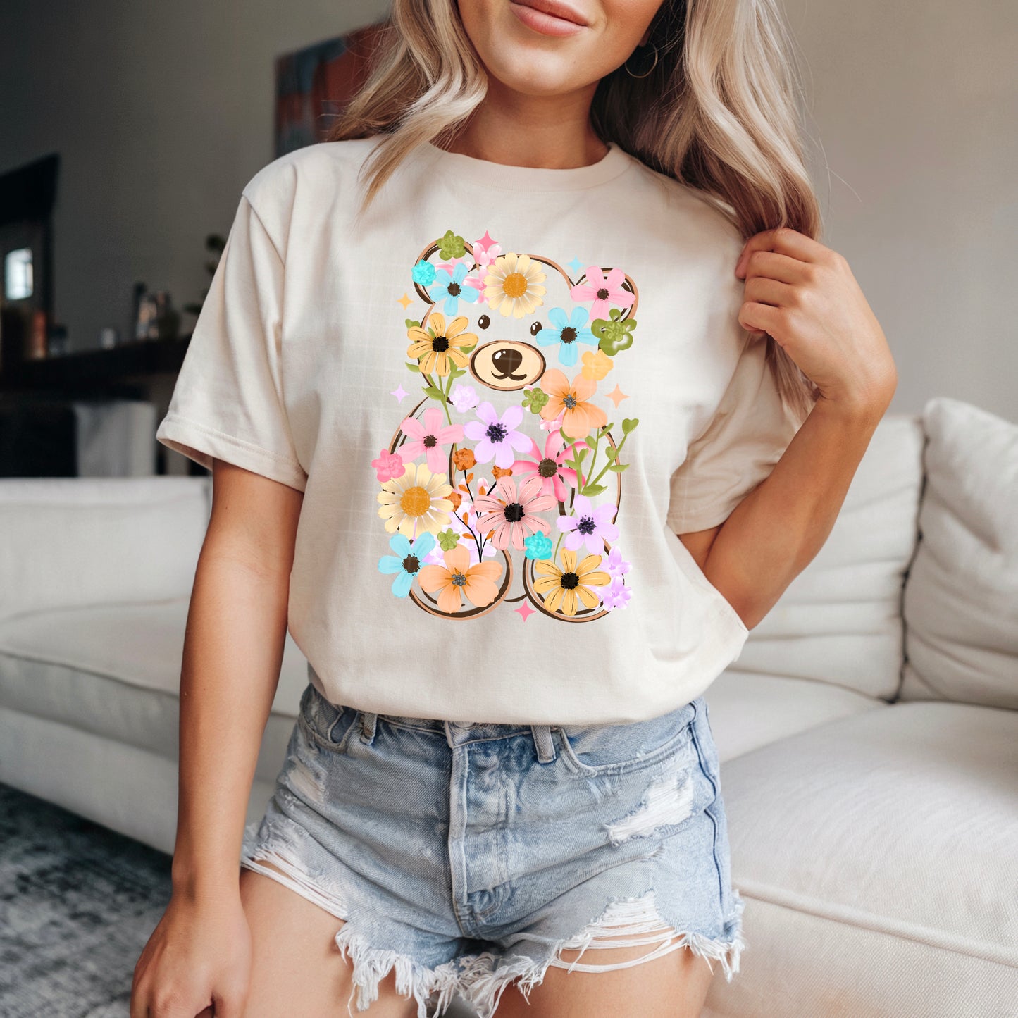 Floral Bear-Ready to Press Transfer