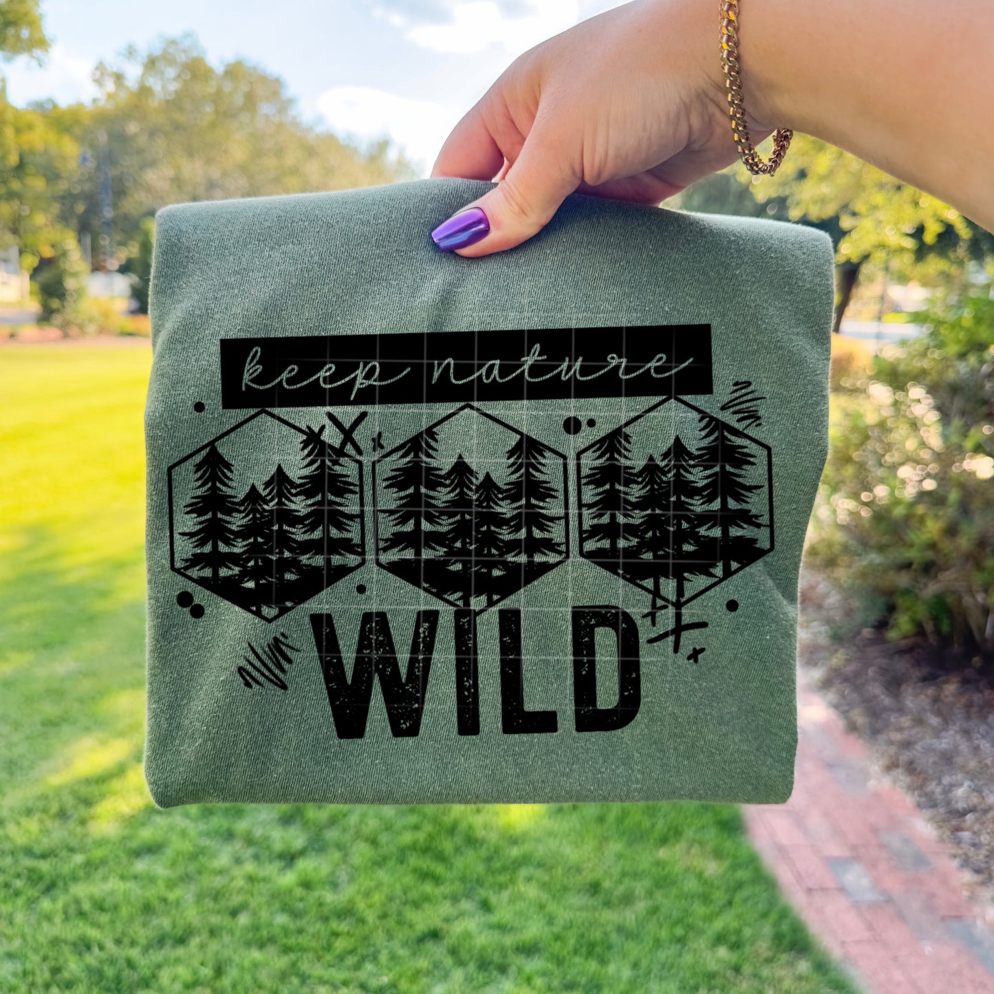 Keep Nature Wild Single Color Black-Ready to Press Transfer